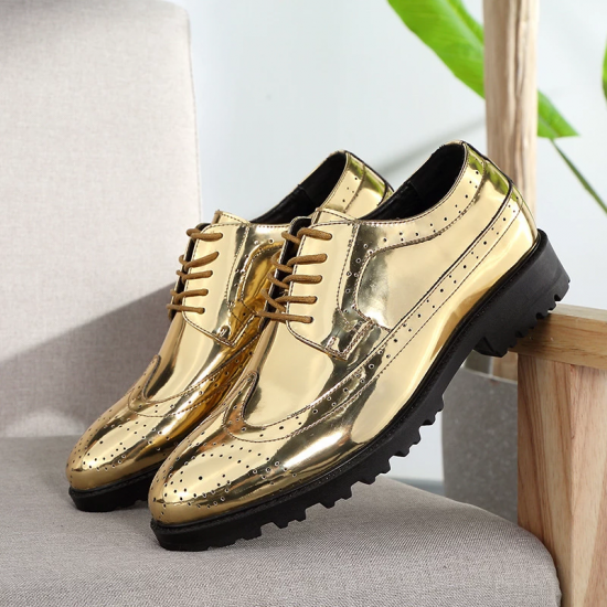 2025 Casual Leather Shoes Men superstar Brogues formal leather shoes oxford gold shoes lace-up hombres silver large size 47 ghn