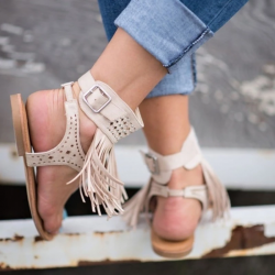 Summmer Shoes Flat Sandals Women Sexy Tassel 2025 Lady Rome Sandals Shoes Ankle Flat Flip Flops Shoes Summer For Women