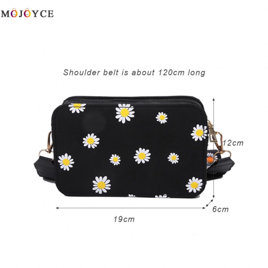 Women Small Fresh Floral Printed Vertical Square Shoulder Bags Female Fashion PU Leather Shopping Crossbody Messenger Bags