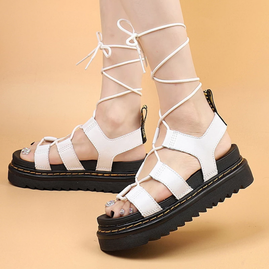 2025 New Summer Martens Women Shoes For Comfy Soft Women Sandals Thick Ladies Sandals Genuine Leather Sandals Large Size 35-44