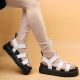 2025 New Summer Martens Women Shoes For Comfy Soft Women Sandals Thick Ladies Sandals Genuine Leather Sandals Large Size 35-44