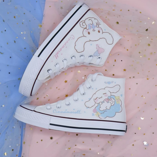 Spring Autumn Women New Pink Laurel Dog High Top Canvas Shoes Girl Heart Ins Student Women Shoes Fashion Vulcanize Shoes