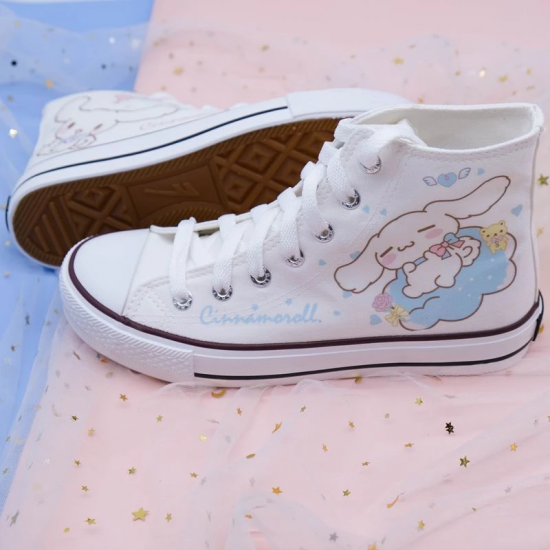 Spring Autumn Women New Pink Laurel Dog High Top Canvas Shoes Girl Heart Ins Student Women Shoes Fashion Vulcanize Shoes