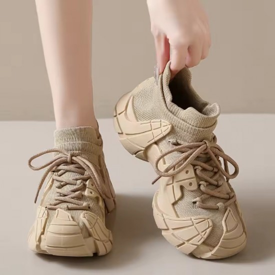 Women Platform Sneakers Lace Up Running Sports Shoes Soft Breathable Tennis Sneakers Casual Outdoor Comfortable Shoes For Female