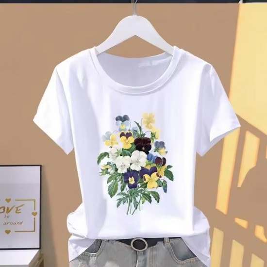 Women Print Floral Sports Fashion Casual Explosive Short Sleeve T-shirt Graphic Tshirts Women Clothes Oversized T Shirt