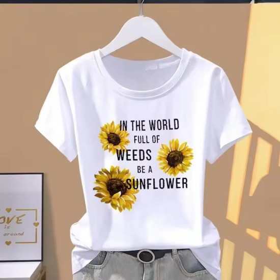 Women Print Floral Sports Fashion Casual Explosive Short Sleeve T-shirt Graphic Tshirts Women Clothes Oversized T Shirt