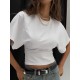 Fashion Casual Solid Gray Cropped T-shirt 2025 Woman Clothes O-neck Corset Tops Streetwear Girls Spring Summer Short Tee Shirts